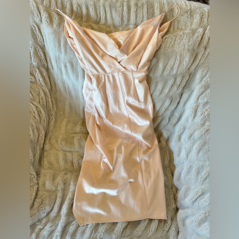 House of CB London peach/cream silk midi dress size medium (M)